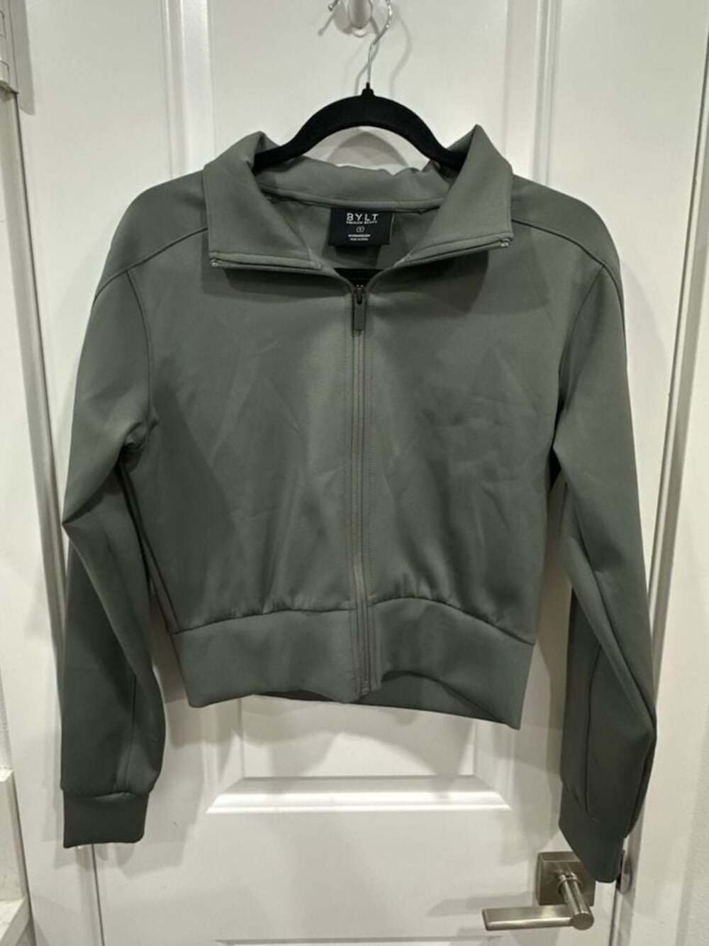 BYLT Premium Basics Women's Olive Green Cropped Full-Zip Jacket Size S